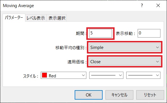 インジケーター表示